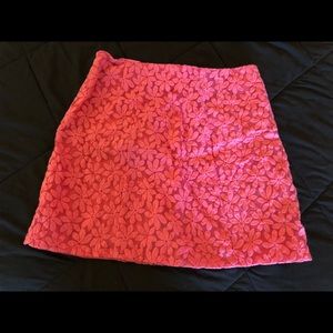 Pink floral pencil skirt